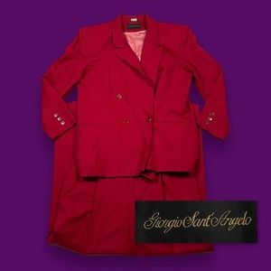 Giorgio Sant Angelo 2 Piece Suit‎ Womens 16 32x30 Solid Red Double Breasted